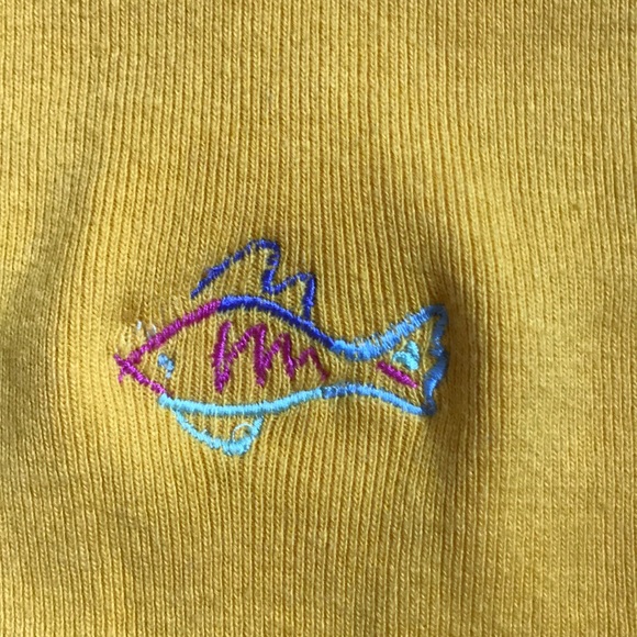 Cropped Yellow Tank Top w/ Custom Fish Embroidery - Picture 5 of 5